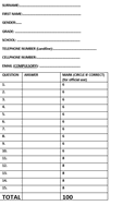 Marking Template - Seniors